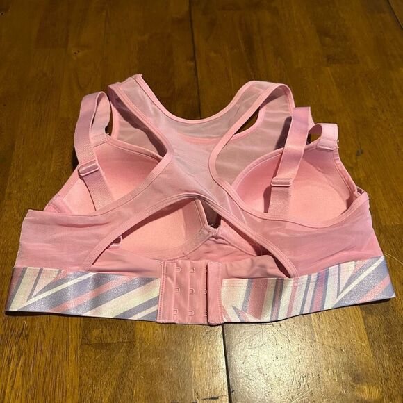 New Adore Me Micah Contour Sport Bra 34 A Pink Mesh Overlay Racer Back Wireless - Picture 4 of 8
